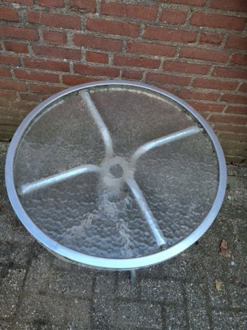 tuintafel aluminium met glasplaat rond