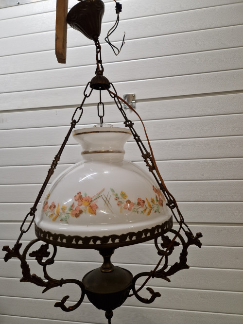olie hanglamp elektrisch vintage