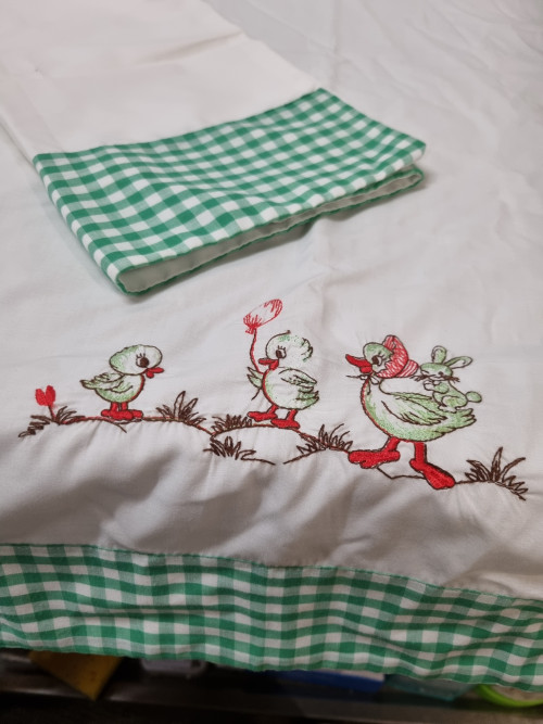 lakenset baby vintage geborduurde vogels